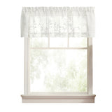 Ellis Curtain Brewster 100% Polyester Tailored Embroidered Sheer Rod Pocket Valances 70" x 15" White
