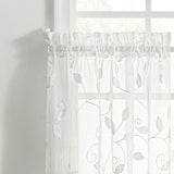 Ellis Curtain Chatham 100% Polyester Embroidered Sheer Rod Pocket Tiers White