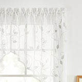 Ellis Curtain Chatham 100% Polyester Tailored Embroidered Sheer Rod Pocket Swag Pair  70" x 38" White