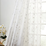 Ellis Curtain Chatham 100% Polyester Tailored Embroidered Sheer Rod Pocket Swag Pair  70" x 38" White