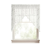 Ellis Curtain Chatham 100% Polyester Tailored Embroidered Sheer Rod Pocket Swag Pair  70" x 38" White