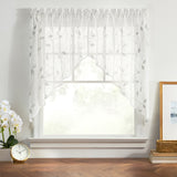 Ellis Curtain Chatham 100% Polyester Tailored Embroidered Sheer Rod Pocket Swag Pair  70" x 38" White