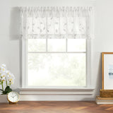 Ellis Curtain Chatham 100% Polyester Tailored Embroidered Sheer Rod Pocket Valances 70" x 15" White