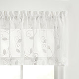 Ellis Curtain Chatham 100% Polyester Tailored Embroidered Sheer Rod Pocket Valances 70" x 15" White