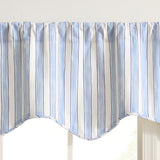 Ellis Curtain Saratoga Stripe 100% Cotton Scallop Poly-Cotton Lined Rod Pocket Valances 50" x 16" Blue