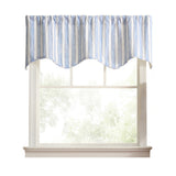 Ellis Curtain Saratoga Stripe 100% Cotton Scallop Poly-Cotton Lined Rod Pocket Valances 50" x 16" Blue