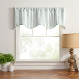 Ellis Curtain Saratoga Stripe 100% Cotton Scallop Poly-Cotton Lined Rod Pocket Valance 50" x 16" Green