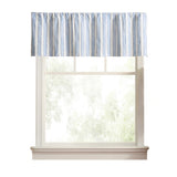 Ellis Curtain Saratoga Stripe 100% Cotton Tailored Rod Pocket Valance 50" x 16" Blue