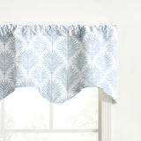 Ellis Curtain Palmetto 100% Cotton Scallop Poly-Cotton Lined Rod Pocket Valance 50" x 16" Blue