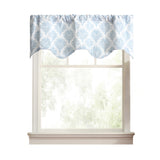 Ellis Curtain Palmetto 100% Cotton Scallop Poly-Cotton Lined Rod Pocket Valance 50" x 16" Blue