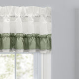 Ellis Curtain Madelyn Ruffled Victorian 1.5" Rod Pocket Valances for Windows 60" x 16" Sage