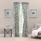 Ellis Hydrangea Classic Pattern Printed 1.5" Rod Pocket Window Tailored Tiers Blue