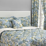 Ellis Hydrangea Classic Pattern Printed 1.5" Rod Pocket Window Tailored Tiers Blue