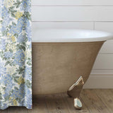 Ellis Hydrangea Classic Pattern Printed High Quality Piped Edge Button Holes Shower Curtain 72"x72" Blue