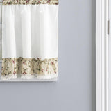 Ellis Curtain Cherries Ruffled 1.5" Rod Pocket Window Curtain Tiers Natural