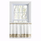 Ellis Curtain Cherries Ruffled 1.5" Rod Pocket Window Curtain Tiers Natural