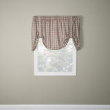 Ellis Curtain Bristol Plaid High Quality Room Darkening Solid Natural Color Tie Up Window Valance - 60 x 24", Red