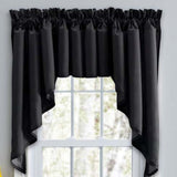 Ellis Stacey Solid Color Window 3" Rod Pocket High Quality Fabric Lined Swag Set Black