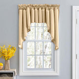 Ellis Stacey Solid Color Window 3" Rod Pocket High Quality Fabric Lined Swag Set Almond