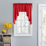 Ellis Stacey 3" Rod Pocket High Quality Fabric Solid Color Window Lined Swag Set Red