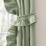 Ellis Curtain 70% Polyester 30% Cotton Stacey Ruffled Prscilla Curtain Panel Pairs With Tiebacks Sage