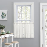 Ellis Curtain Madelyn Ruflled Victorian 1.5" Rod Pocket Window Curtain Tiers Natural