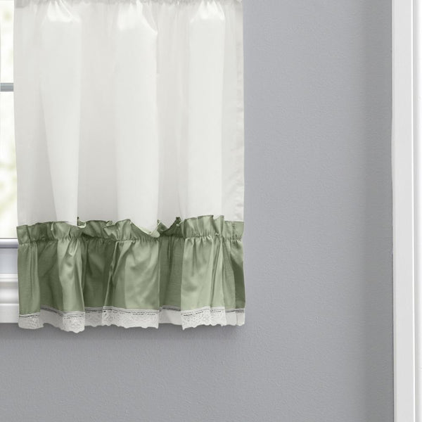 Ellis Curtain Madelyn Ruflled Victorian 1.5" Rod Pocket Window Curtain Tiers Sag
