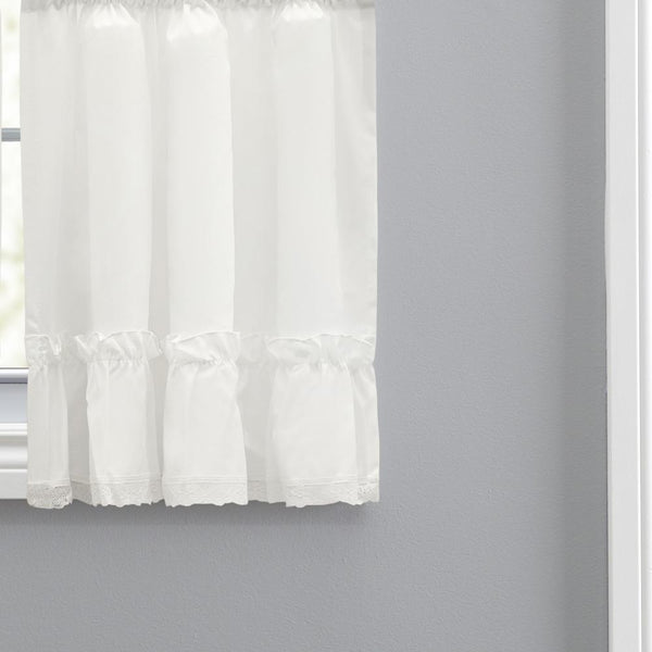 Ellis Curtain Madelyn Ruflled Victorian 1.5" Rod Pocket Window Curtain Tiers Nat
