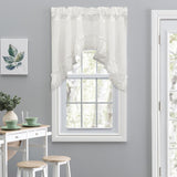 Ellis Curtain Madelyn Ruflled Victorian 1.5" Rod Pocket Swag for Windows Lace Edge 82" x 38" Natural