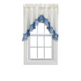 Ellis Curtain Madelyn Ruflled Victorian 1.5" Rod Pocket Swag for Windows Lace Edge 82" x 38" Slate