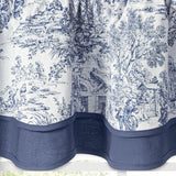 Ellis Curtain 100% Cotton Victoria Park Toile Bradford Shaped Window Valance With Print over Solid 70" x 15" Blue