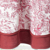 Ellis Curtain 100% Cotton Victoria Park Toile Bradford Shaped Window Valance With Print over Solid 70" x 15" Red