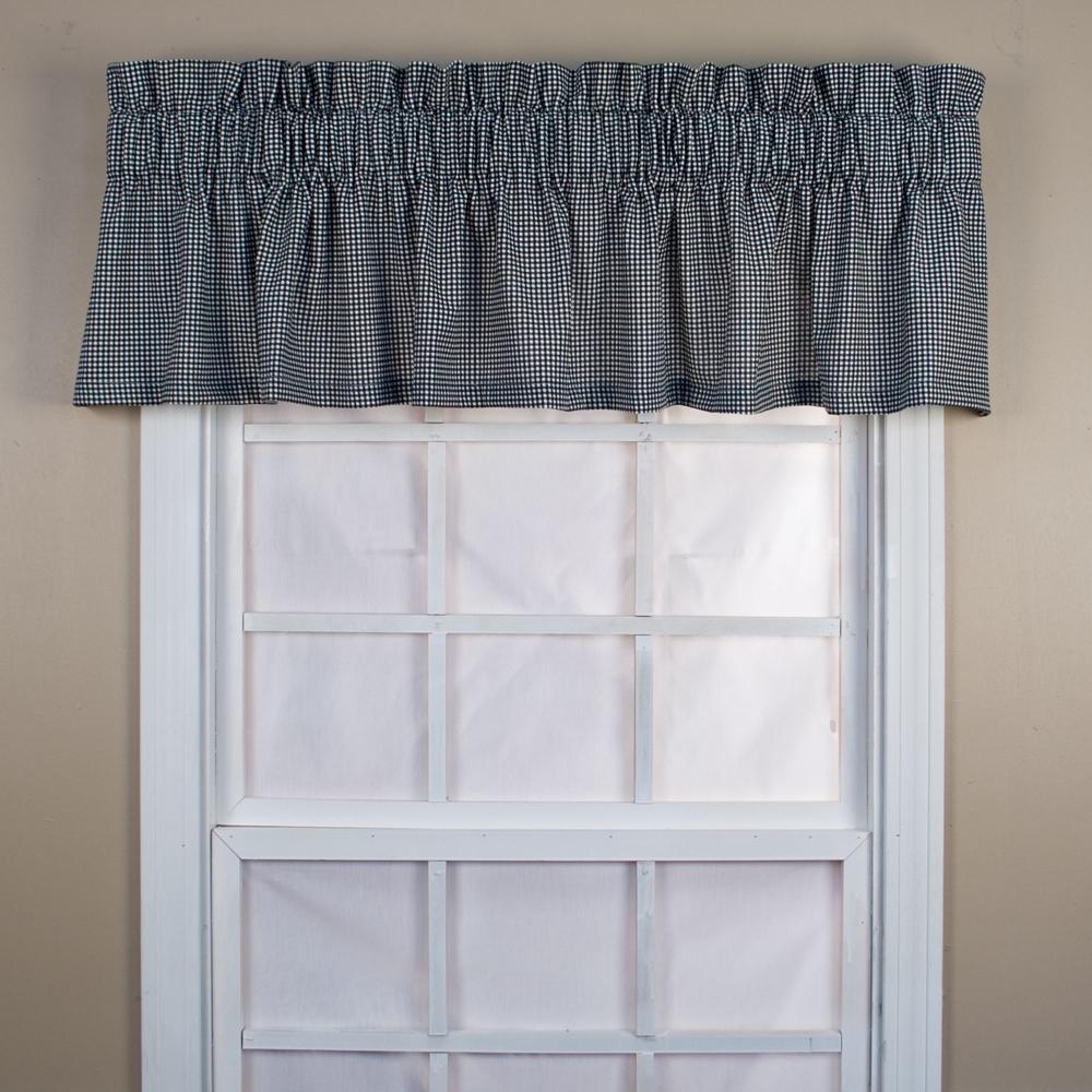 Ellis Curtain Logan Check High Quality Water Proof Room Darkening Blackout Tailored Window Valance - 70 x 12", Black