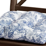 Ellis Curtain 100% Cotton Victoria Park Toile Poly Filled Chair Pad 15" x 14" Blue