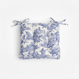 Ellis Curtain 100% Cotton Victoria Park Toile Poly Filled Chair Pad 15" x 14" Blue