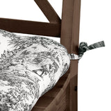Ellis Curtain 100% Cotton Victoria Park Toile Poly Filled Chair Pad 15" x 14" Black
