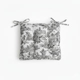 Ellis Curtain 100% Cotton Victoria Park Toile Poly Filled Chair Pad 15" x 14" Black