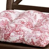 Ellis Curtain 100% Cotton Victoria Park Toile Poly Filled Chair Pad 15" x 14" Red