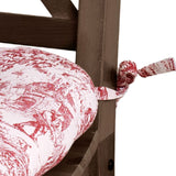 Ellis Curtain 100% Cotton Victoria Park Toile Poly Filled Chair Pad 15" x 14" Red