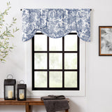 Ellis Curtain 100% Cotton Victoria Park Toile Tie Up Window Valance Includes 2 Looped Ties 60" x 24" Blue