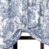 Ellis Curtain 100% Cotton Victoria Park Toile Tie Up Window Valance Includes 2 Looped Ties 60" x 24" Blue