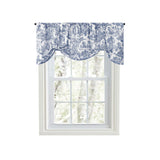 Ellis Curtain 100% Cotton Victoria Park Toile Tie Up Window Valance Includes 2 Looped Ties 60" x 24" Blue