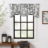 Ellis Curtain 100% Cotton Victoria Park Toile Tie Up Window Valance Includes 2 Looped Ties 60" x 24" Black