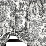 Ellis Curtain 100% Cotton Victoria Park Toile Tie Up Window Valance Includes 2 Looped Ties 60" x 24" Black