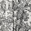 Ellis Curtain 100% Cotton Victoria Park Toile Tie Up Window Valance Includes 2 Looped Ties 60" x 24" Black