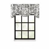 Ellis Curtain 100% Cotton Victoria Park Toile Tie Up Window Valance Includes 2 Looped Ties 60" x 24" Black