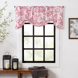 Ellis Curtain 100% Cotton Victoria Park Toile Tie Up Window Valance Includes 2 looped Ties 60" x 24" Red