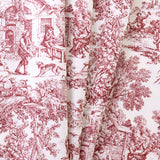 Ellis Curtain 100% Cotton Victoria Park Toile Tie Up Window Valance Includes 2 looped Ties 60" x 24" Red