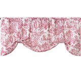 Ellis Curtain 100% Cotton Victoria Park Toile Tie Up Window Valance Includes 2 looped Ties 60" x 24" Red