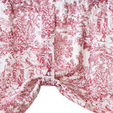 Ellis Curtain 100% Cotton Victoria Park Toile Tie Up Window Valance Includes 2 looped Ties 60" x 24" Red